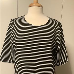 Cynthia ROWLEY Crop Top Boxy Fit Black and White Stripe Size L